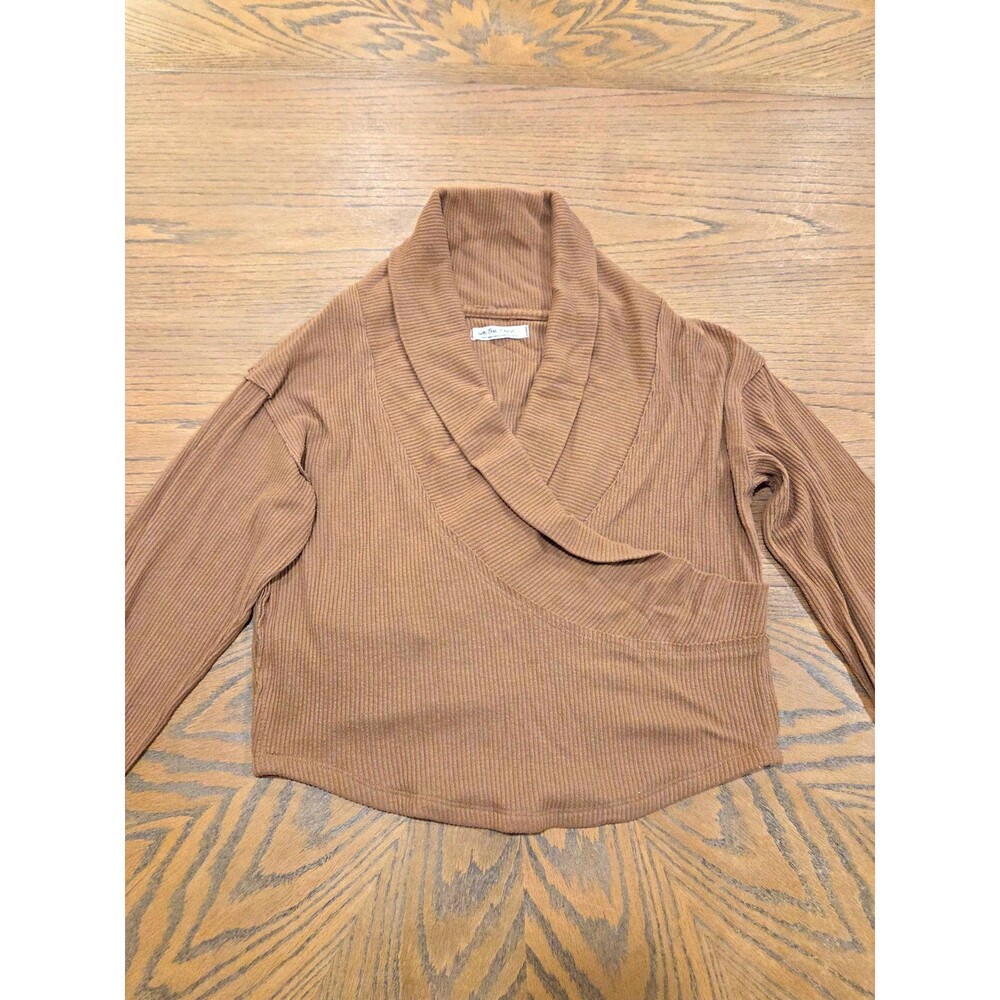 Free People We The Free Hold Me Close Top Womens L Brown Ribbed Wrap Boho